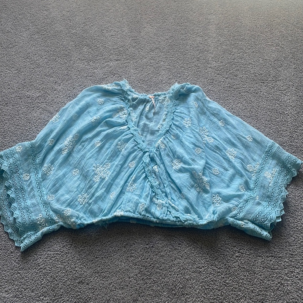 Free People lightweight gauze-like top with eyelet detail